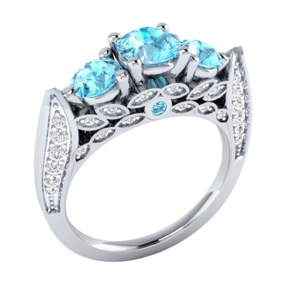Round Cut Aquamarine Ring